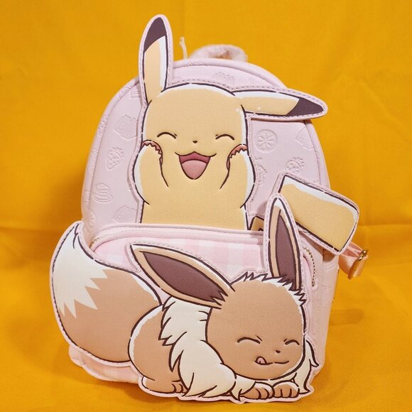 Loungefly Pokémon Cafe Pikachu & Eevee Pink Dessert Mini Backpack NEW main image 5